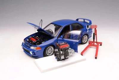 Motorhelix Mitsubishi Lancer Evo IV Icelle Blue with Engine  1/18. M84005 - Immagine 1 di 4