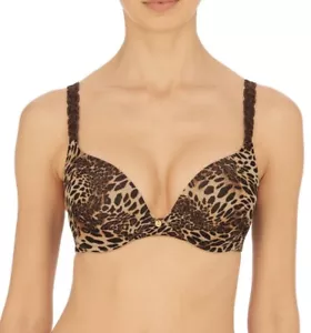 Natori Pure Luxe Plunge Push Up T-Shirt Bra In Java Leopard SZ 30C NWT - Picture 1 of 5