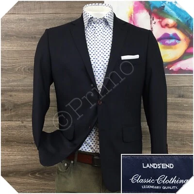 LAND'S END Mens Navy Blazer Sport Coat Casual Jacket Size 42S Classic Wool Suit - Image 1 of 4