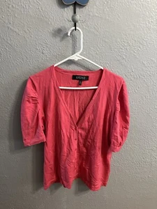 Womens Kasper Short Sleeve Button Salmon Color Size XL - Picture 1 of 7
