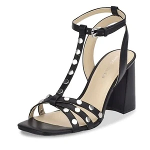 Marc Fisher Damengröße 7 T-Riemen-Sandalen mit 3,5" klobigen Absätzen, eckige Zehenpartie Schuhe - Bild 1 von 6