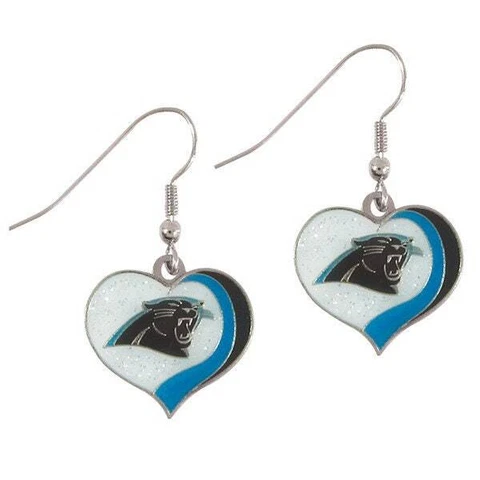 Carolina Panthers Glitter Sparkle Heart Earrings  Nickel Free Cover
