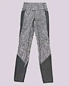 Lululemon Fit Physique Leggings Black White Full Length Mesh Panel Size 2 - Picture 1 of 7