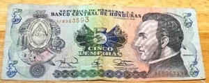 BANCO CENTRAL DE HONDURAS 5 CINCO LEMPIRAS 1994 FREE shipping - Picture 1 of 2
