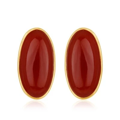 Серьги-гвоздики из желтого золота 18 карат с натуральным малахитом овальной огранки - Изображение 1 из 4