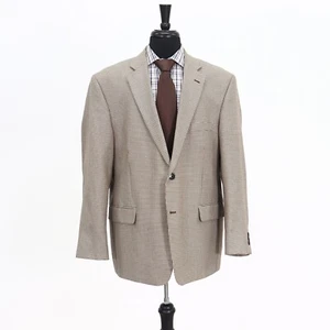 Stafford 46R Brown Sport Coat Blazer Jacket Check 2B Polyester - Picture 1 of 11