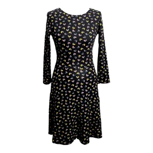 New Black Cotton Dress Size 8 Hearts Stretch Cut Out Back RED HERRING BNWT - Picture 1 of 17