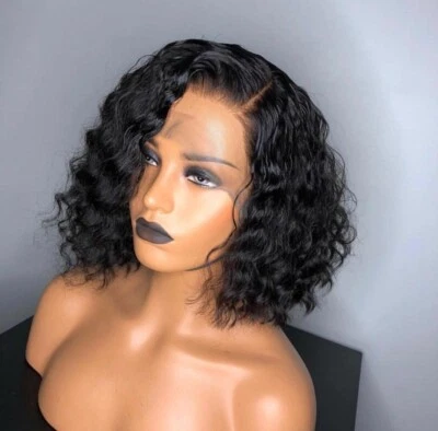 100% Brazilian human hair wigs 130 desity. Wavy Bob Lace Frontal 10INCH SALES!!! - Image 1 of 2