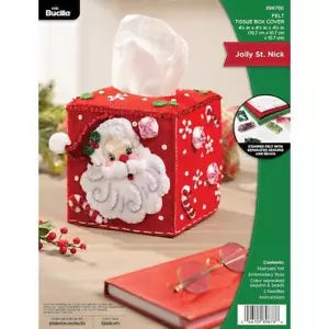 Kit de apliques de fieltro con cubierta de caja de pañuelos Bucilla - Jolly St. Nick 89678E - Imagen 1 de 3
