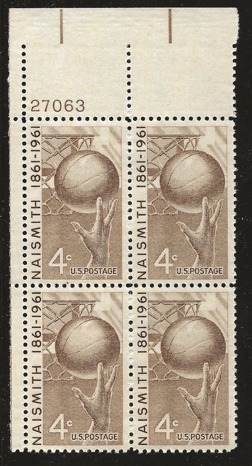 US Scott #1189, Plate Block #27063 1961 Naismith 4c FVF MNH Upper Left - Image 1 of 1