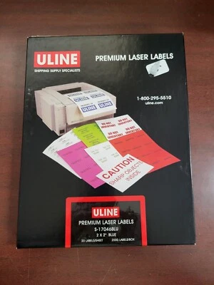 2000 ULINE Premium Laser Labels 2x2" BLUE S-17046BLU  Open or Damaged Box - Image 1 of 3