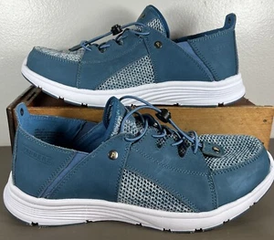 Pandere bequeme Damenschuhe 12 blau Leder Nubuk Schnellschnür-Walking-Sneaker - Bild 1 von 8