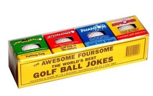 IMPRESIONANTE PAQUETE DE 4 BOLAS DE GOLF TRUCO BROMA surtido broma mordaza golf novedad bola - Imagen 1 de 1