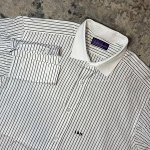 Camicia Ralph Lauren Purple Label uomo 15,5 bianca a righe LDH manica lunga con bottoni - Foto 1 di 10