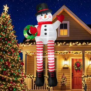 10FT Riesige Weihnachten Schlauchboote, Sitzender Aufblasbarer Schneemann Weihnachtsdeko - Bild 1 von 7