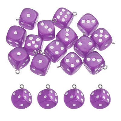 20 Pcs Transparent Dice Beads Charm Pendant (Purple) - image 1 of 4
