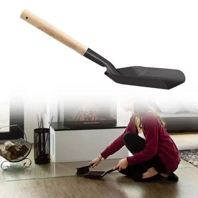 Metal Coal Shovel Heavy Duty Home Garden Fireplace BBQ Pet Scoop Wooden Handle - Image 1 of 4