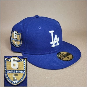 Los Angeles Dodgers New Era 6 World Series Titles 59FIFTY Fitted Hat Size 8 Blue - Picture 1 of 10