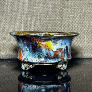 Unique Bonsai tree pot, collection pots , multi layer colored glaze, size 5.5" - Picture 1 of 10