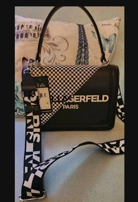 NWT KARL LAGERFELD Paris Simone  Crossbody Bag Black/white - Image 1 of 4