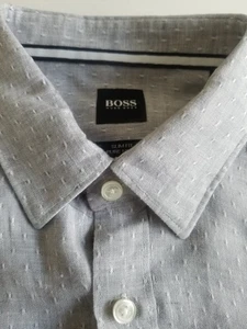 BOSS Hugo Boss Slim Fit 100% Pure Linen Size Medium Grey - Picture 1 of 12