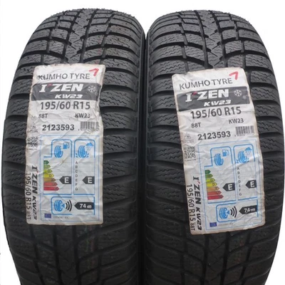 2 x KUMHO 195/60 R15 88T I Zen KW23 Winterreifen 2014 UNGEBRAUCHT - Bild 1 von 4