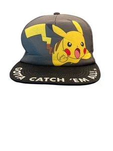 Pokemon Pikachu Snapback Hat Youth OSFM Gray & Black "Gotta Catch Em All" Adjust - Picture 1 of 4