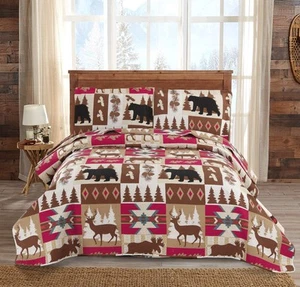 Rustic Quilt Set Full/Queen Size (90"x90") Lodge Cabin Bed Spread Lightweight - Picture 1 of 7