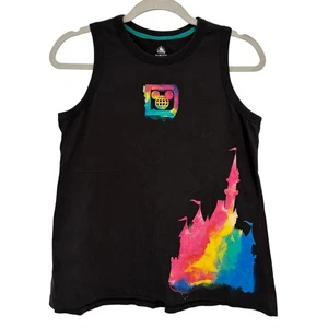 Disney World Tank Top S Black Sleeveless Rainbow Castle Graphic Vacation Resort - Picture 1 of 5