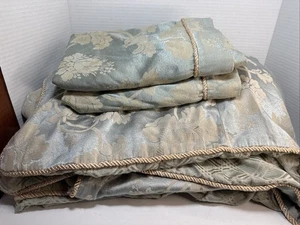 Queen Size Duvet Cover With 2 Pillow Shams Mint Green Damask - Picture 1 of 9