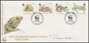 NEW ZEALAND 1991 WWF FDC SIGNED DESIGNER TUATARA (ID:14/D4871) - Picture 1 of 1