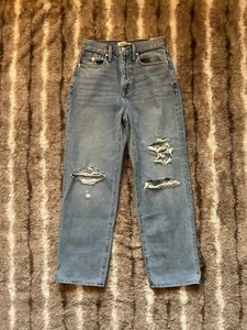NWOT Madewell Women's Distressed High Rise Baggy Straight Jeans Size 25 - Picture 1 of 8