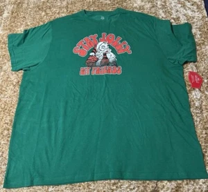 Holiday Time Size 3XL Green Stay Jolly My Friends T Shirt Christmas Santa Clause - Picture 1 of 6