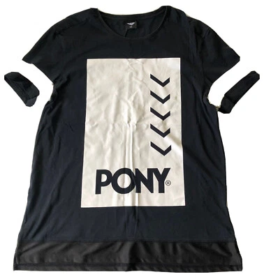 Camiseta de manga corta Pony para hombre negra y blanca talla 2XL Foto 1 de 4
