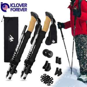 1Pair Aluminum Alloy Trekking Poles Ultralight Collapsible Walking Hiking Sticks - Picture 1 of 12