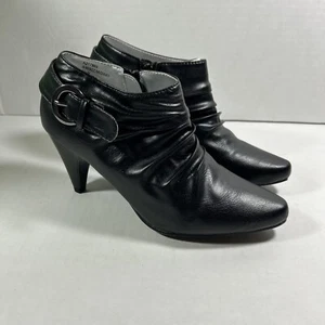 Rialto 6 mittelgroße schwarze Stiefeletten mit Rüschen und Schnallendetail Absatz - Bild 1 von 6