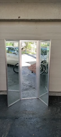 Vintage GARDNER Mirror Corp. Electro Copper-plated Trifold Standing Floor Mirror Cover