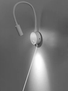 3W LED Reading Wall Light Gooseneck Spotlight Plug-in Lamp Fixture Button Hotel - Picture 1 of 8
