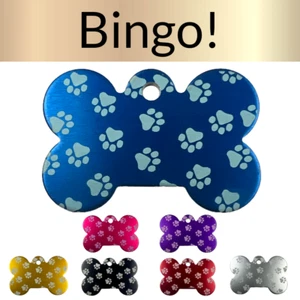 Etichette cane incise personalizzate collare cane etichette per animali domestici incise ID ANIMALE DOMESTICO ZAMPE - Foto 1 di 21