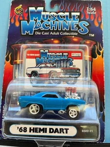 1/64 MUSCLE MACHINES 1968 DODGE HEMI DART BLUE B106 - Picture 1 of 2