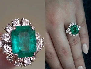 3CT Emerald Cut Diamond Lab-Created Women Wedding Band Ring 14K Rose Gold Plated - Picture 1 of 6