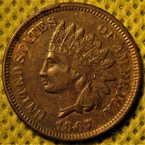 Centavo cabeza india 1867 con audaz LIBERTAD y diadema. Snow-2 RPD variedad - Imagen 1 de 7