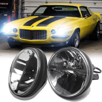 For Chevy Camaro 1967-1981 C10 1975-1980 Pair 7" Round LED Headlights Hi/Lo Beam - Image 1 of 4