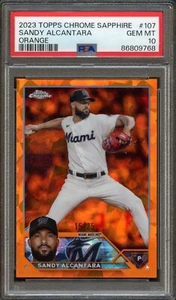 BB - 2023 Topps Chrome Sapphire - Orange 15/25 - #107 - Sandy Alcantara - PSA 10 - Bild 1 von 2