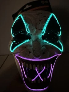 NEW Light Up Clown Mask Creepy 3 Light Up Modes Halloween Scary Costume - Picture 1 of 20