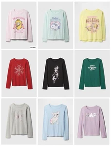 GAP Girl's Kids 100% Soft Cotton Long Sleeve Graphic T-Shirt with Foil Details - Picture 1 of 8