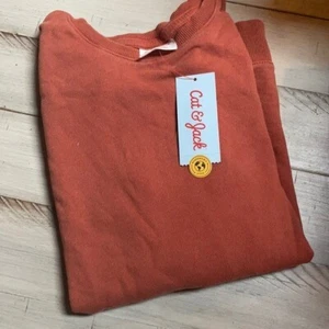 NWT Cat & Jack Rust Distressed Sweatshirt Kids L 🔥💥(lulu Dup) - Picture 1 of 9