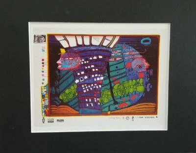 Litografia offset fosca Friedenreich Hundertwasser "Exodus Into Space" 1986 - Imagem 1 de 4