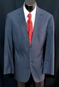 Hugo Boss Suit 42R Current Blue on Blue Pinstripes Dual Vents - Picture 1 of 11