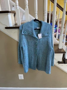 WOMENS NWT FASHION BUG MEDIUM SIZE BLUE SWEATER CARDIGAN JACKET - Picture 1 of 5